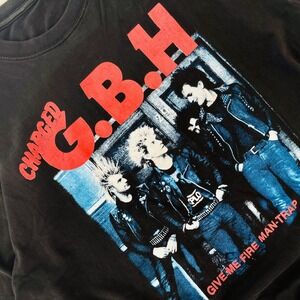 Vintage Charged G.B.H. T-Shirt Punk Rock Band Give Me Fire Man-Trap XL